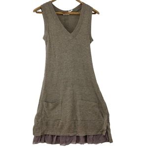 Anthropologie Blue Bird Peep Hem Dress w Buttons